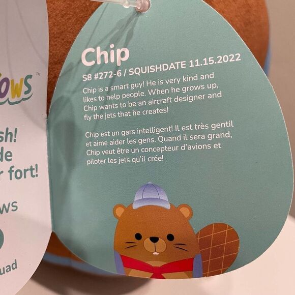 NWT Squishmallows 8" Chip the Beaver 'Back to School' - Picture 4 of 5